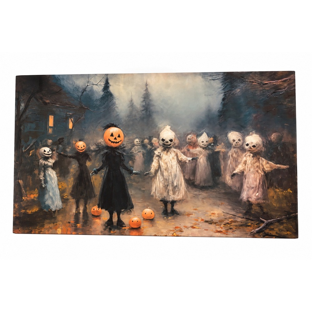 Halloween Ghost Pumpkin Forest Wall Art Canvas Print Spooky Autumn Decor One Sz